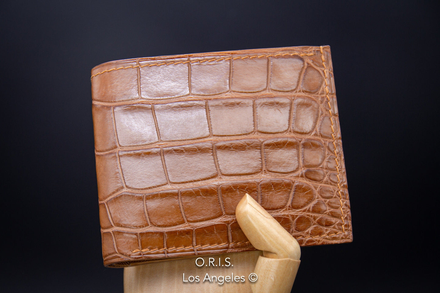 American Alligator Bifold Wallet in Cigar Color