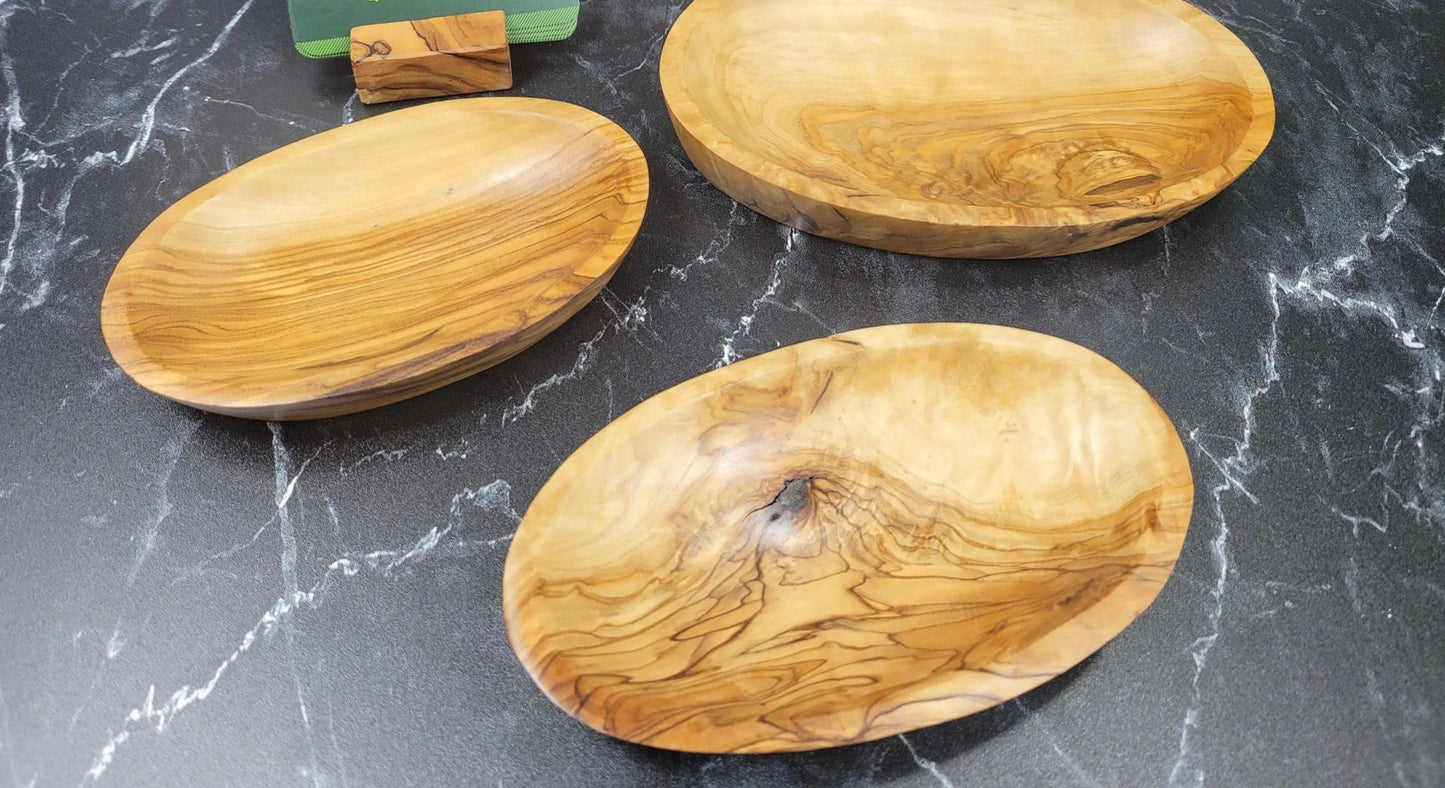Set of Three Olive Wood Serving Trays