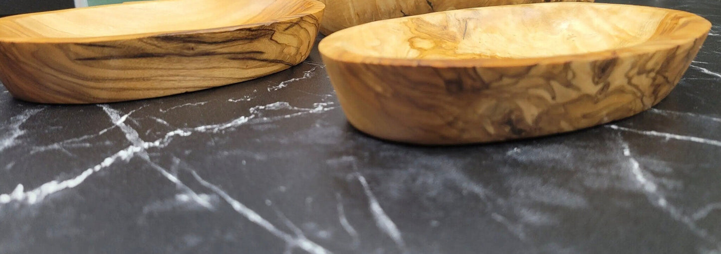 Set of Three Olive Wood Serving Trays