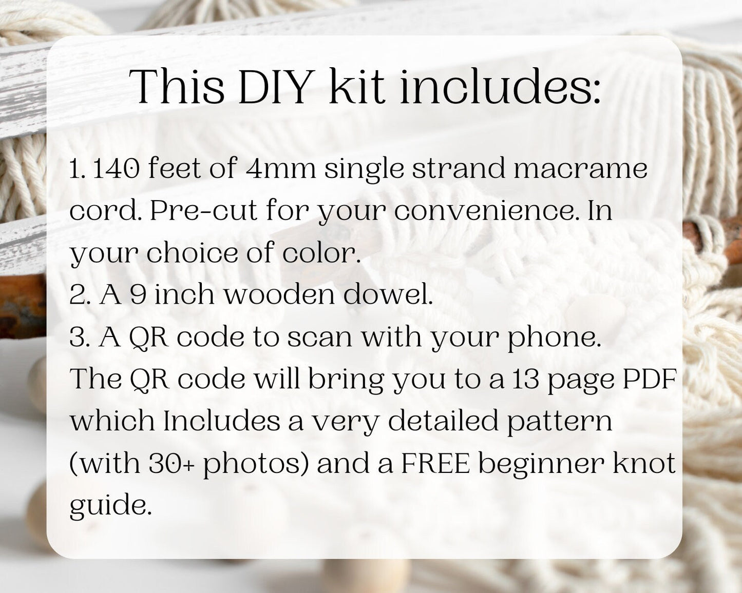 Macrame plant hanger DIY craft kit.
