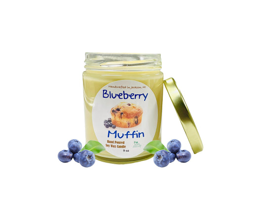 Blueberry Muffin Luxury Wood Wick Soy Candle | Hand Poured | Zero Waste & Reusable | Christmas Gift | Cozy Candle | Gift for Friend | 9 oz