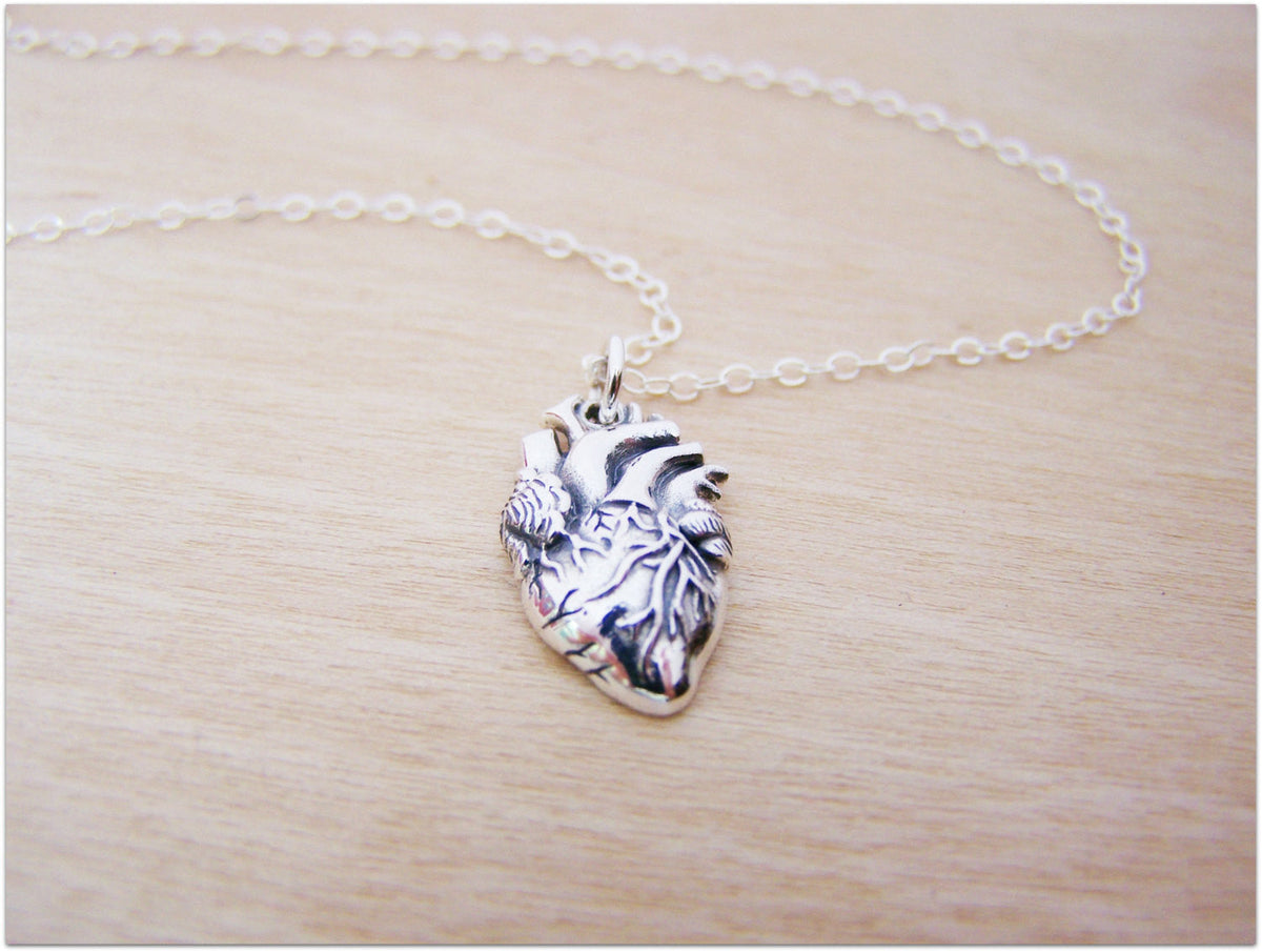 Sterling Silver Anatomical Heart Necklace