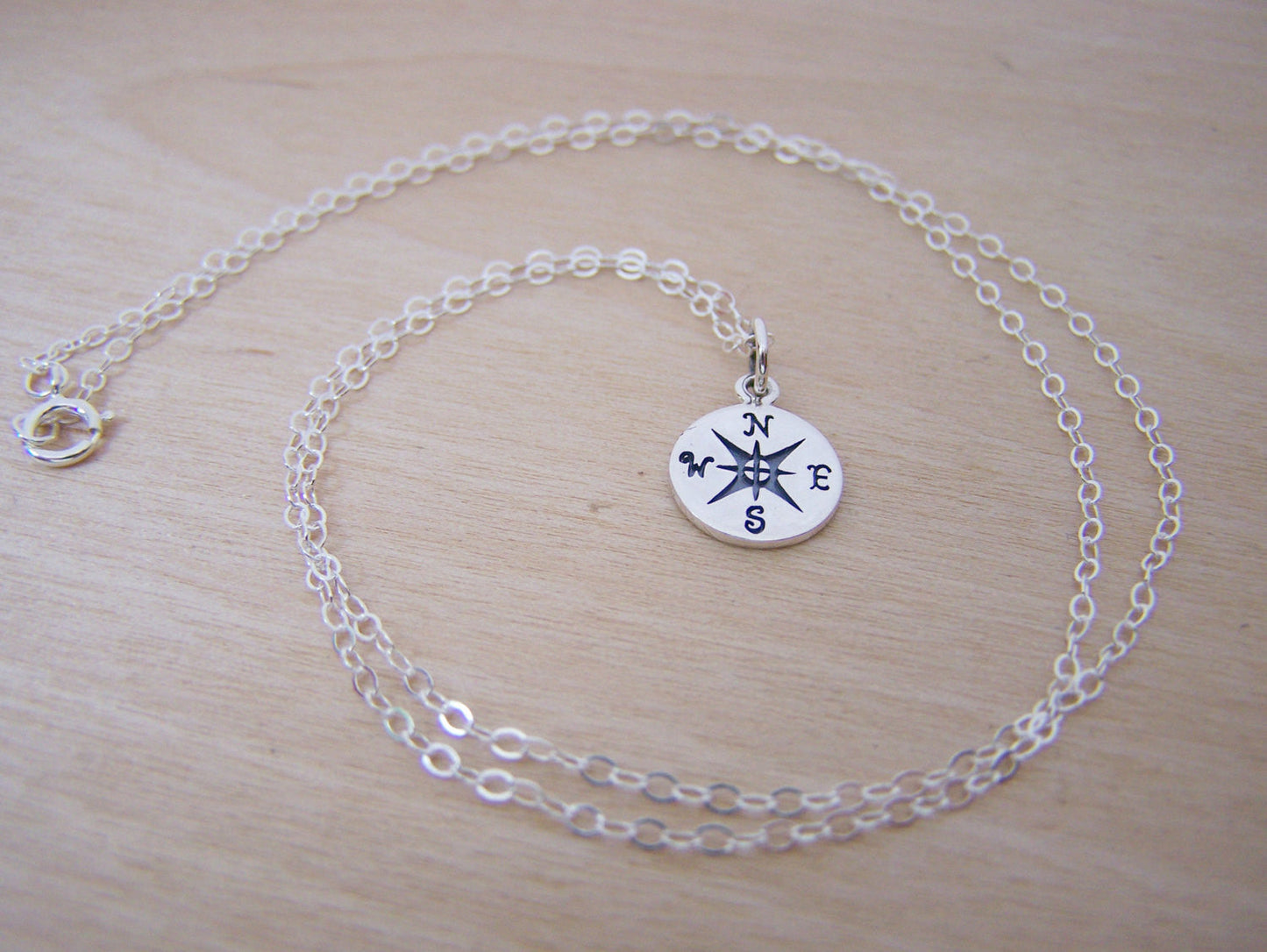 Sterling Silver Compass Necklace