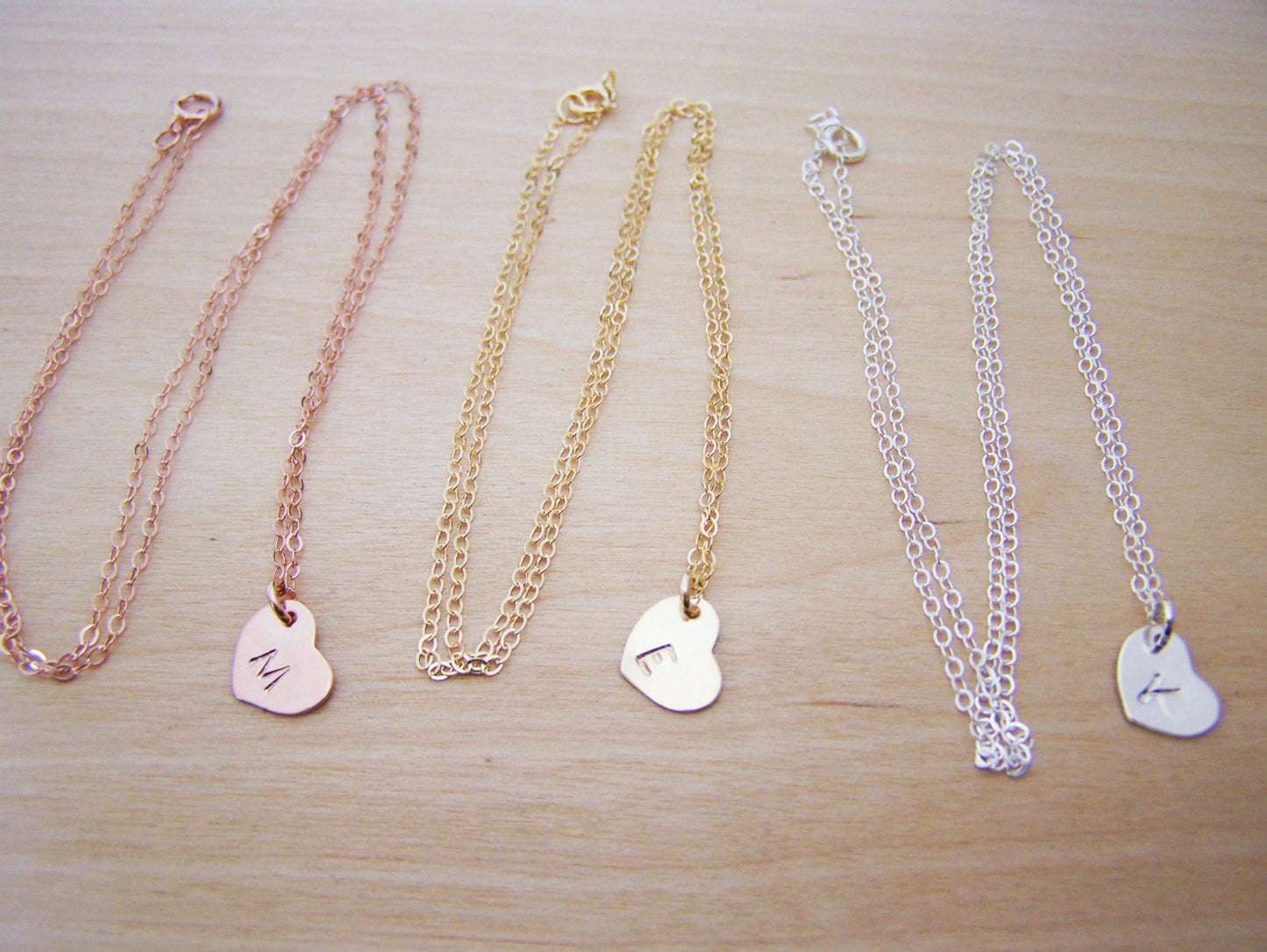 Tiny Heart Initial Necklace – Personalized Sterling Silver or Gold Filled