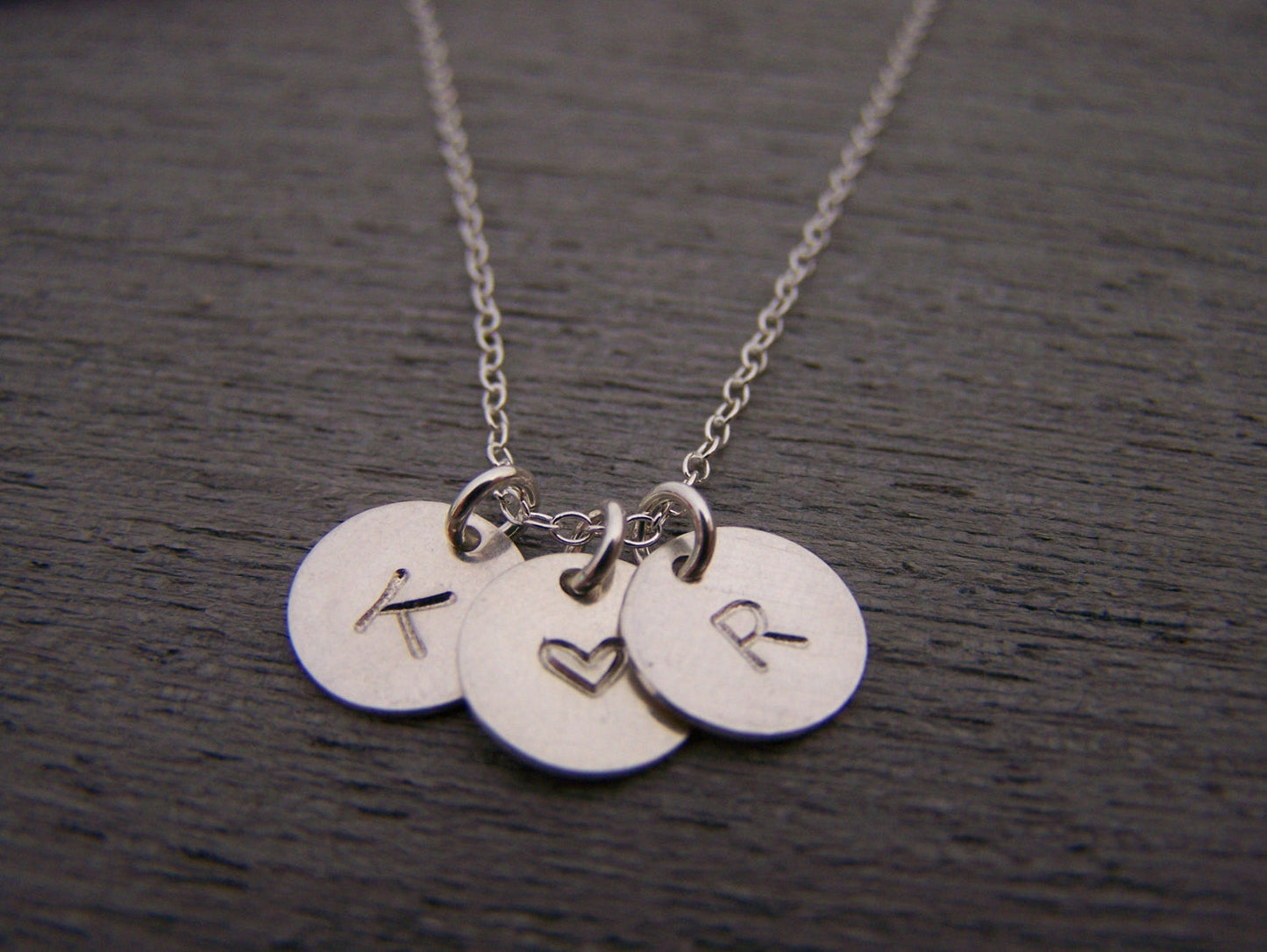 Two Initial Heart Disc Necklace – Personalized Sterling Silver Jewelry