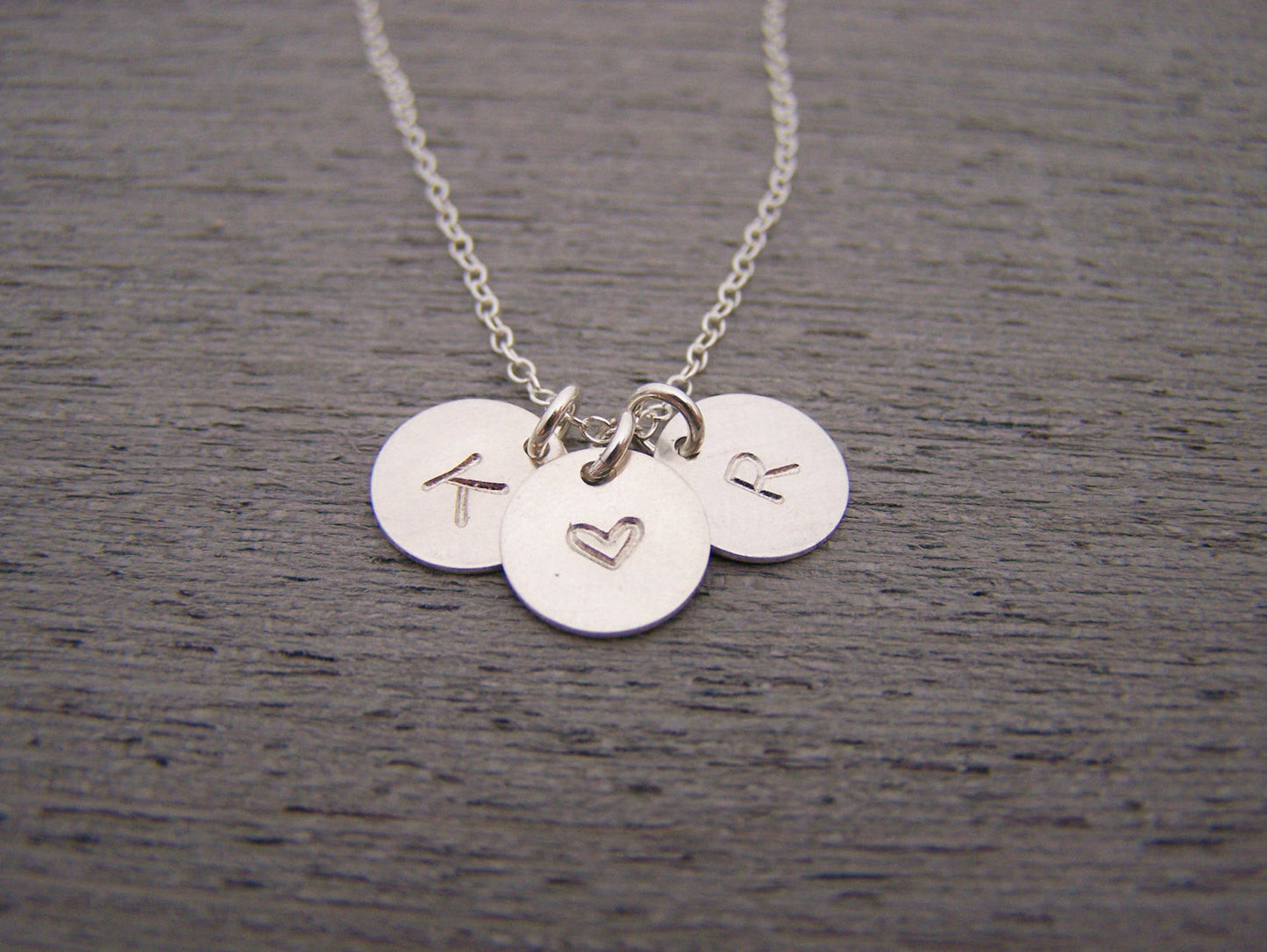 Two Initial Heart Disc Necklace – Personalized Sterling Silver Jewelry