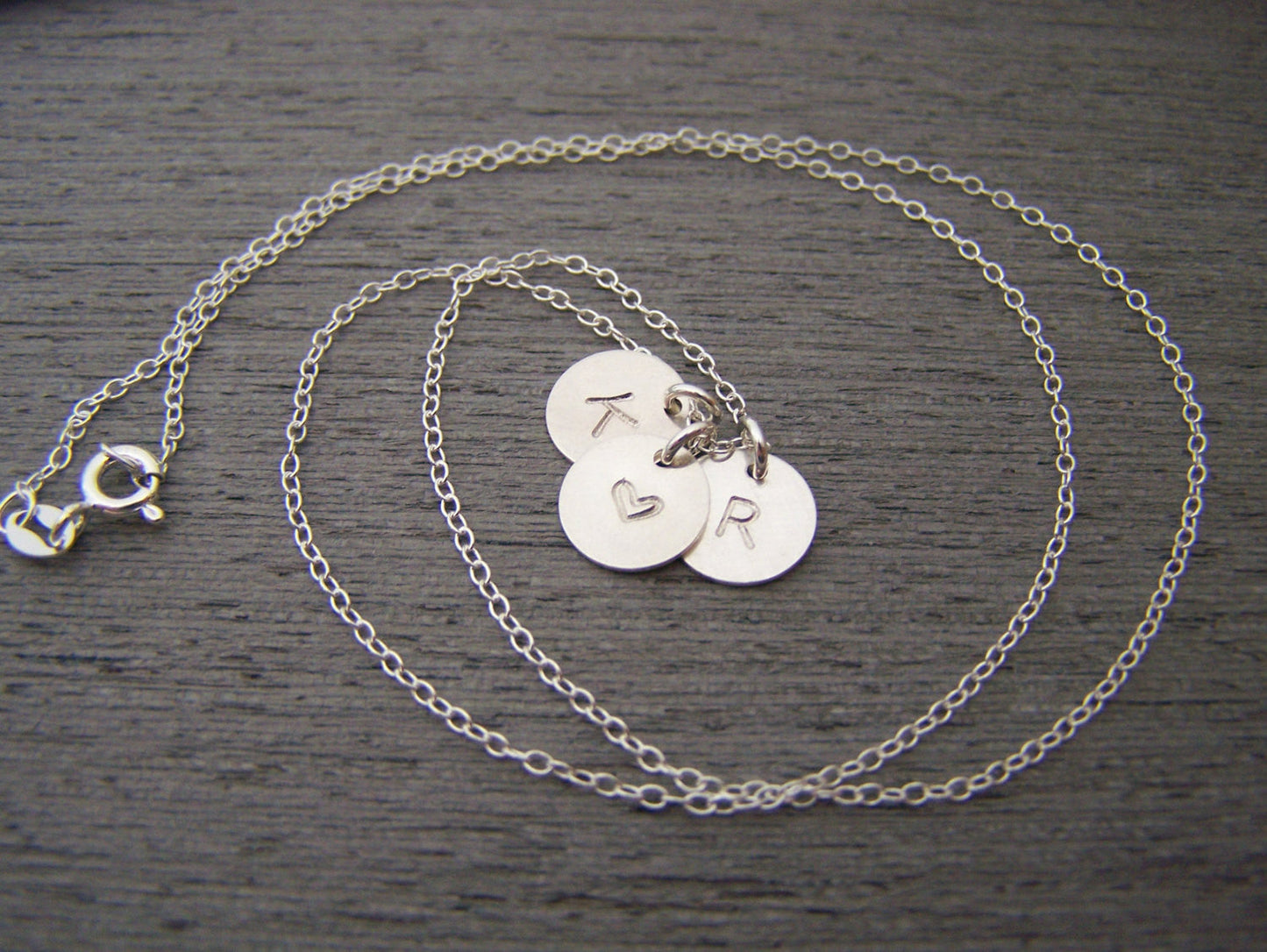 Two Initial Heart Disc Necklace – Personalized Sterling Silver Jewelry