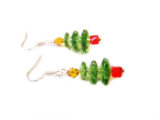 Swarovski Crystal Christmas Tree Sterling Silver Earrings