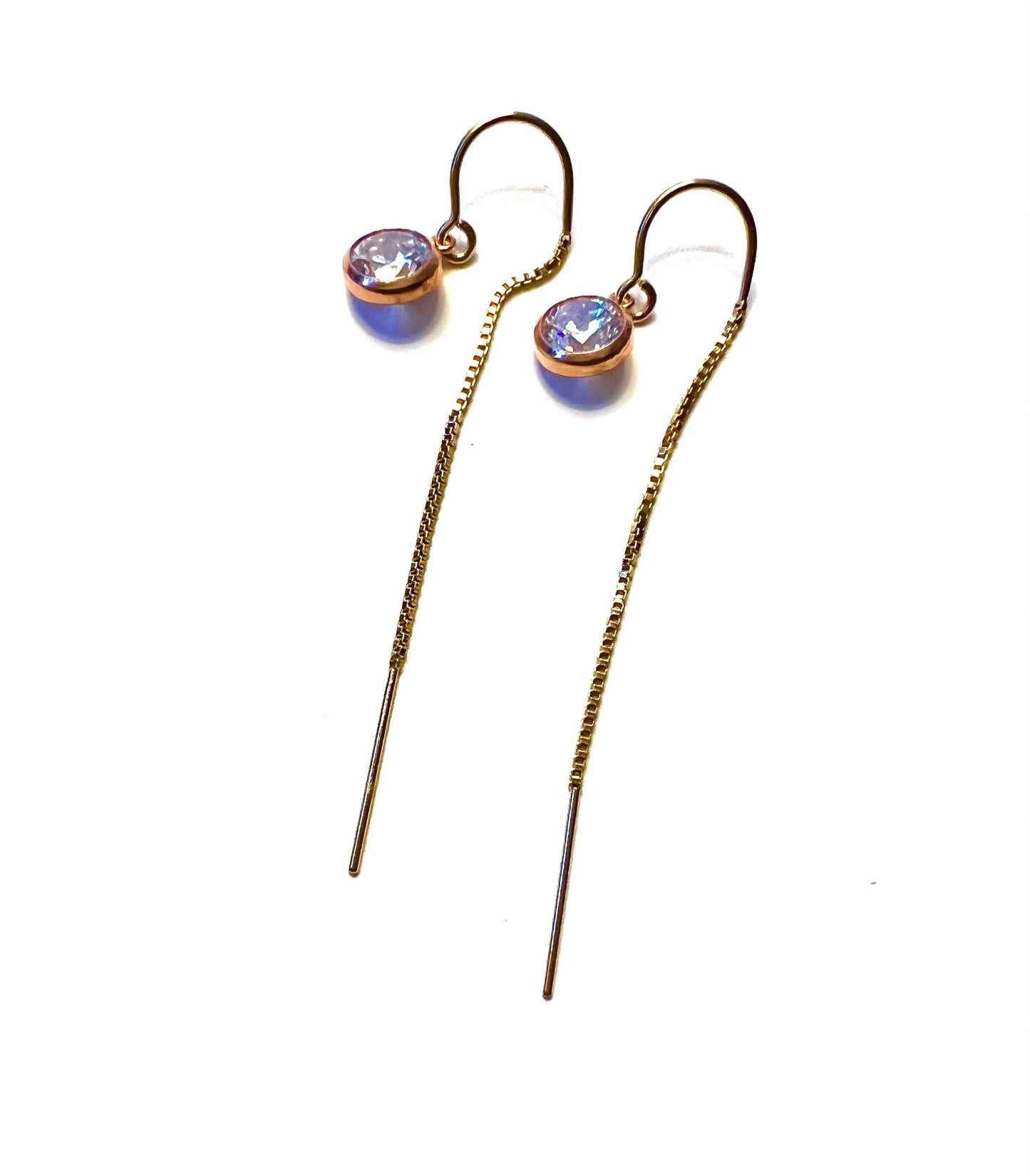 Rhinestone “Diamond” circle thread earrings