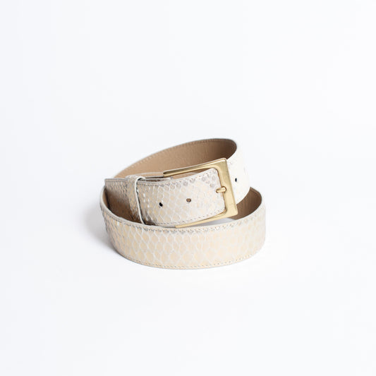 Full Skin Belt, Metallic Gold Python