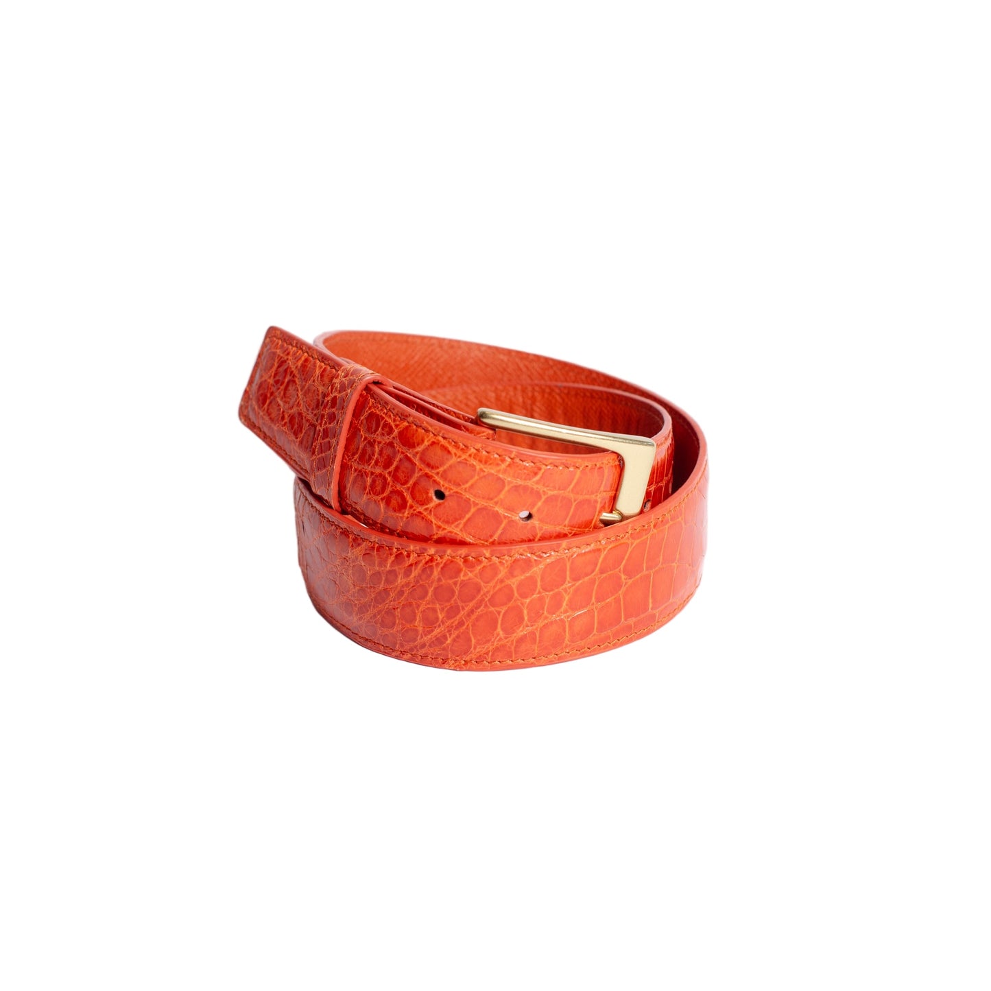 Full Skin Belt, Orange Glazed Alligator