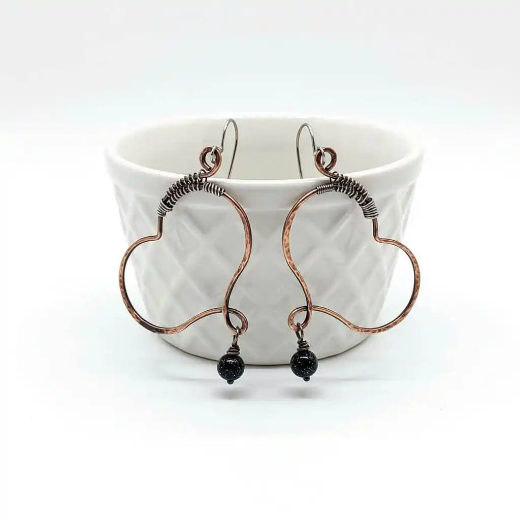 Sculpted Copper Butterfly Wing Abuse Survivor Earrings