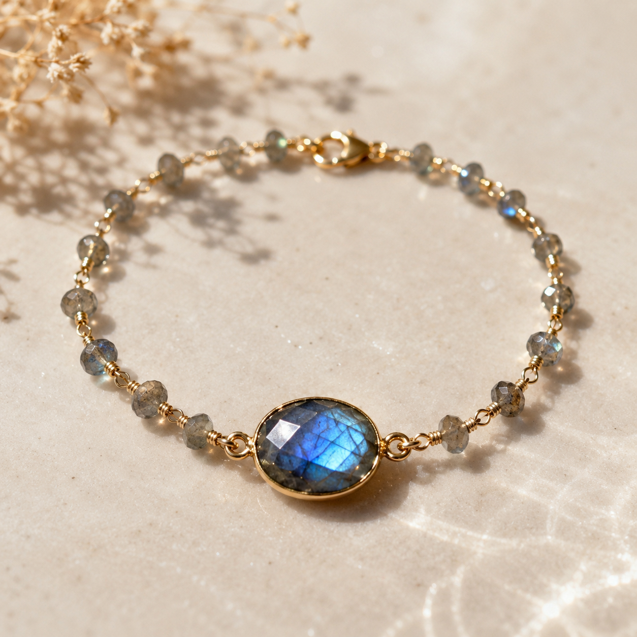 Labradorite Bracelet | Gold Filled Wire Wrapped Gemstone Bracelet | OOAK