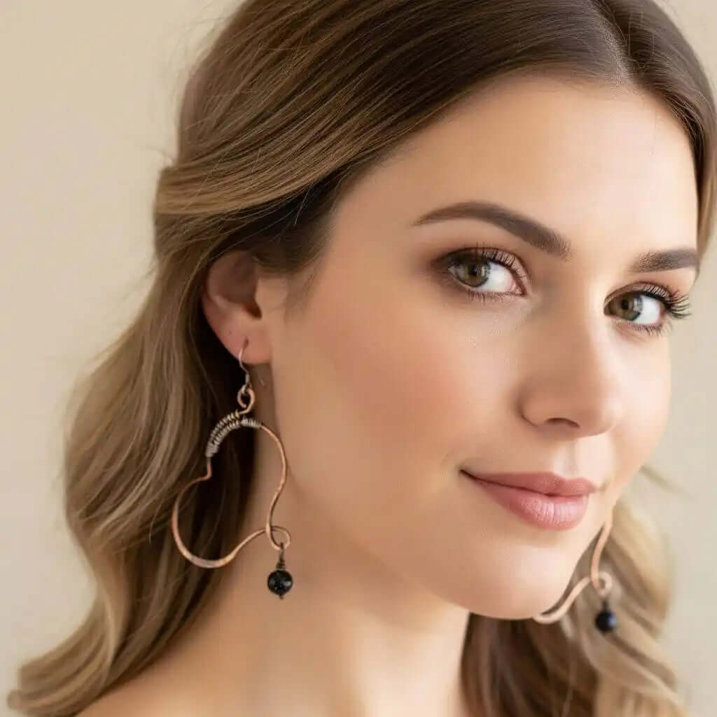 Sculpted Copper Butterfly Wing Abuse Survivor Earrings
