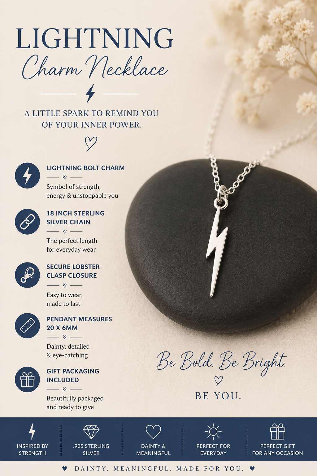 Lightning Bolt Sterling Silver Necklace