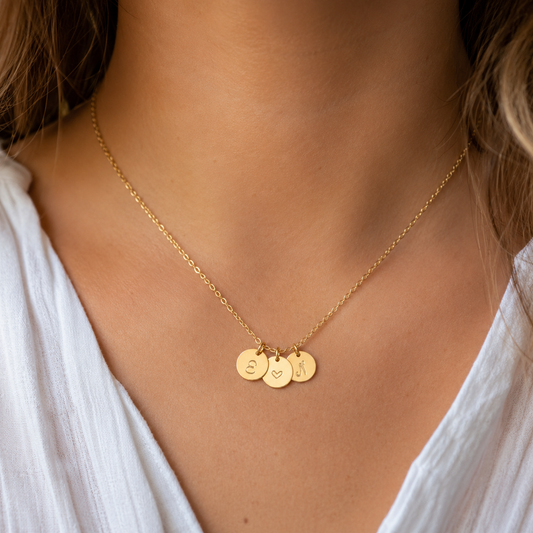 Lovers Initial Disc Necklace - 14k Gold Filled