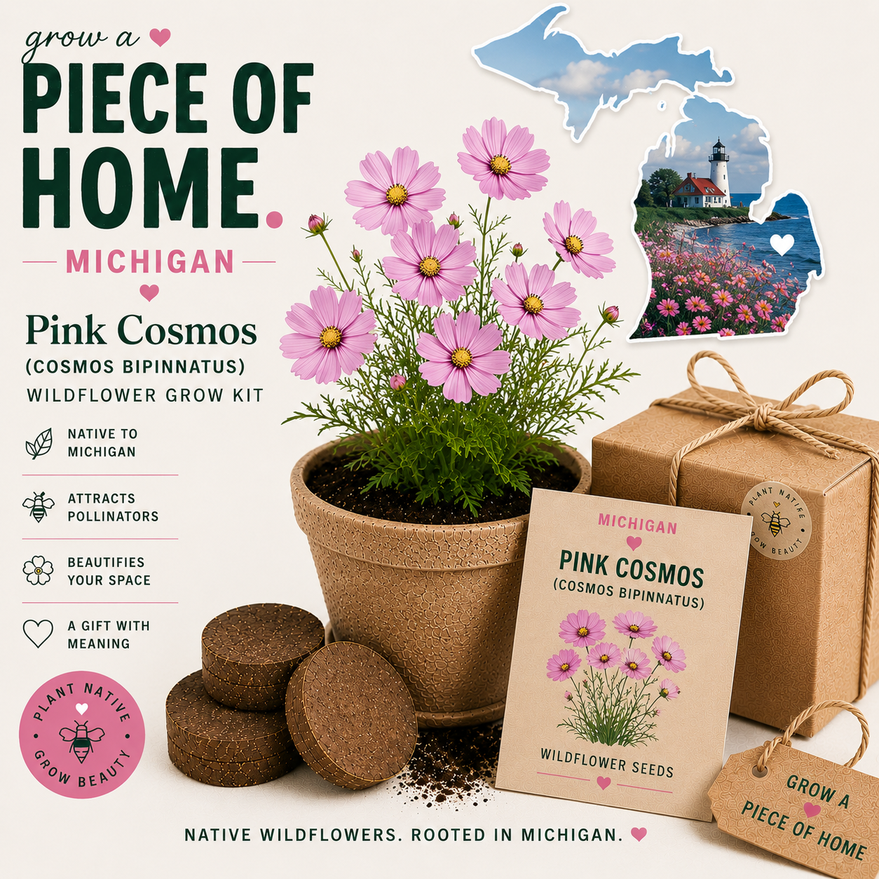 Michigan Pink Cosmos Grow Kit