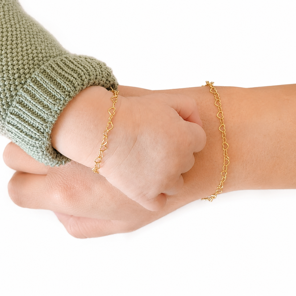 Mommy & Me Heart Bracelet Set – 14k Gold Filled
