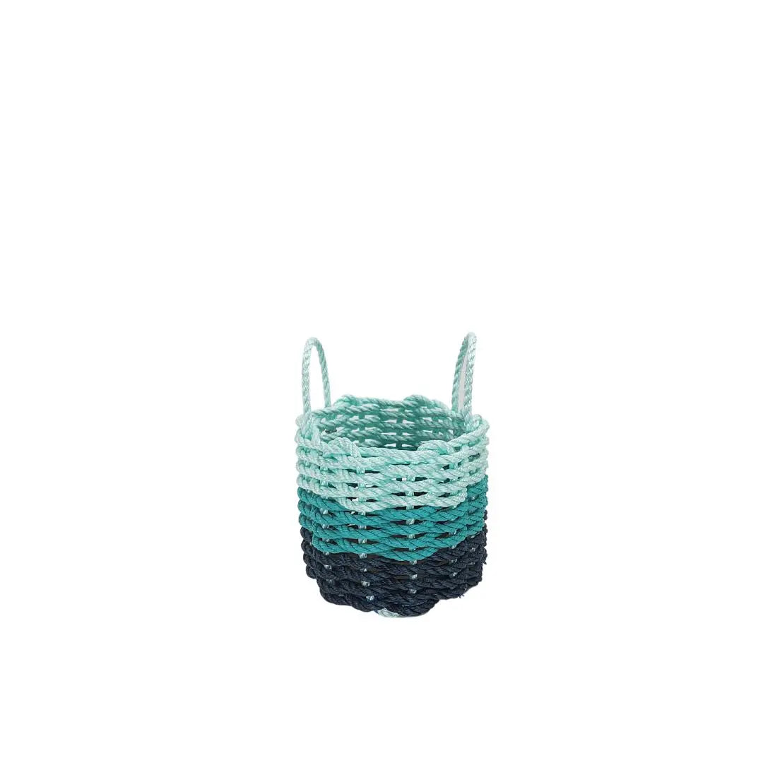Navy Blue, Teal & Seafoam Ombre Rope Basket