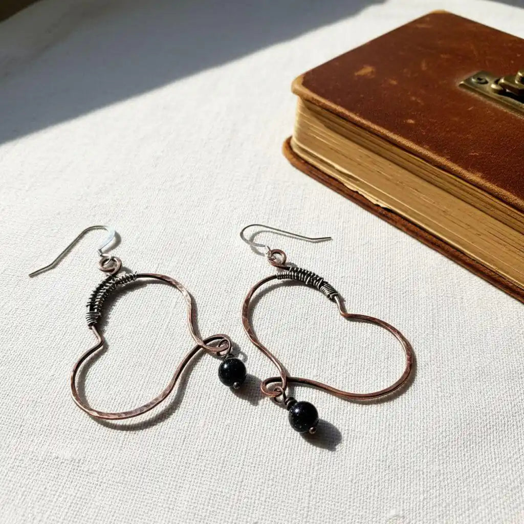 Sculpted Copper Butterfly Wing Abuse Survivor Earrings