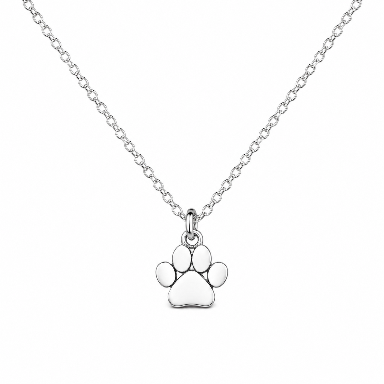Paw Print Charm Necklace - Sterling Silver Jewelry