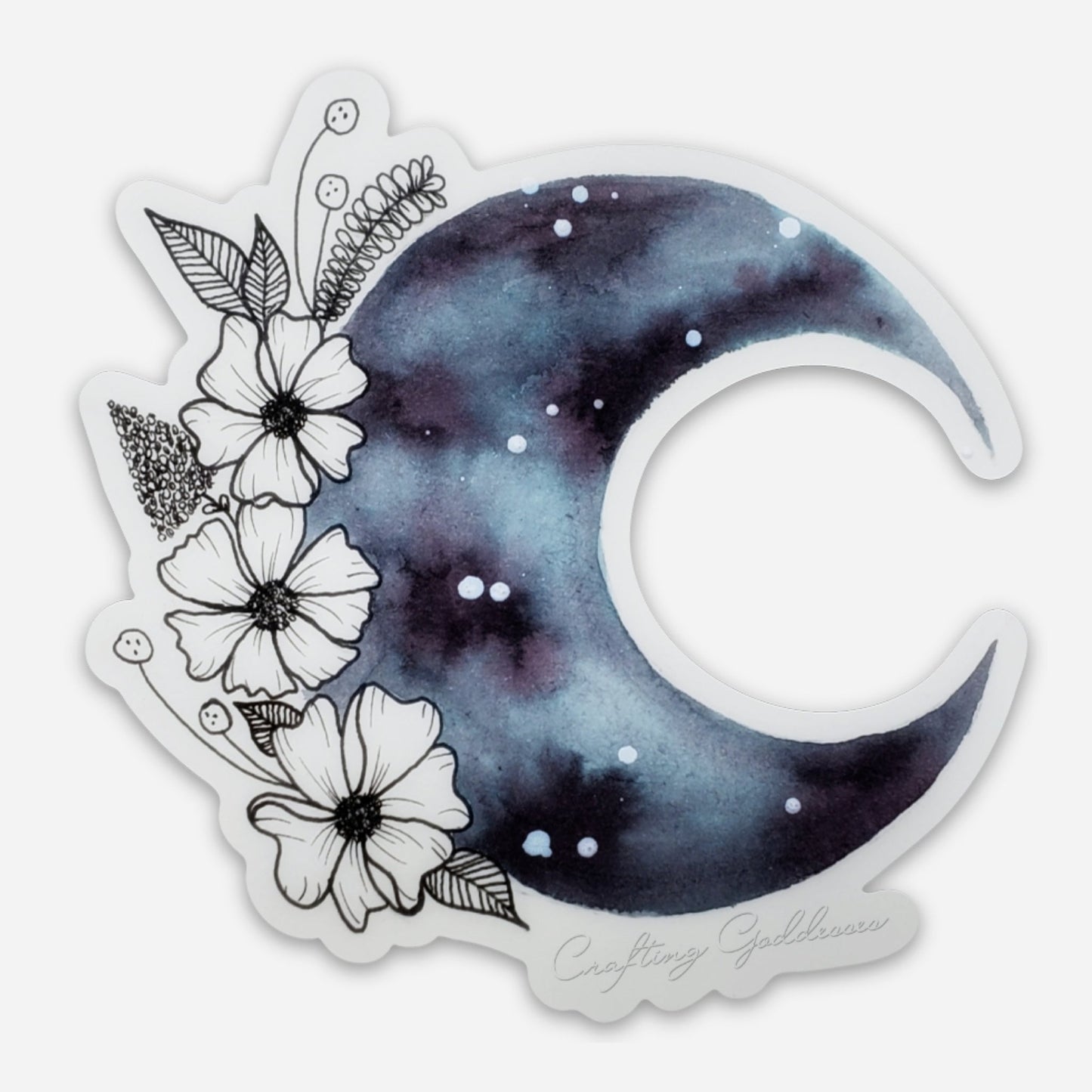 Sticker Exclusive- Floral Moon Original Watercolor Art