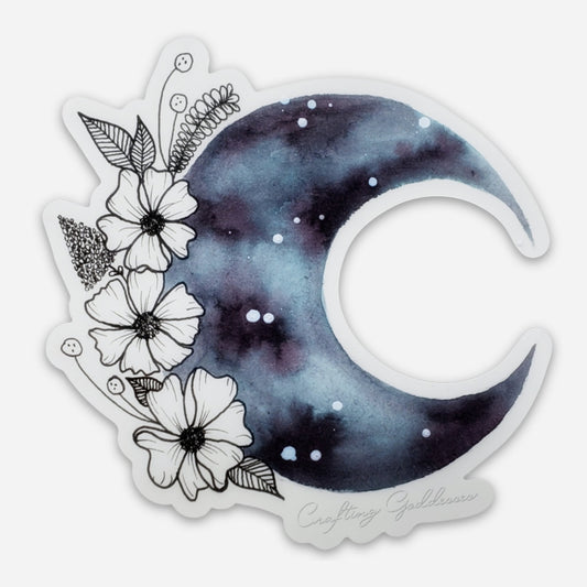 Sticker Exclusive- Floral Moon Original Watercolor Art