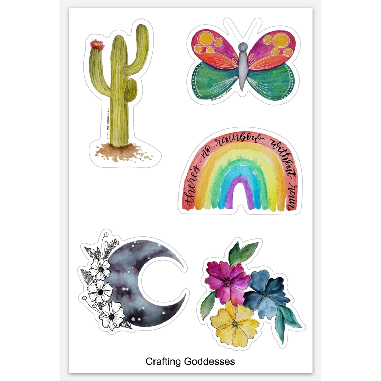 Sticker Exclusive - 5 STICKERS PER SHEET - Original Watercolor Artwork