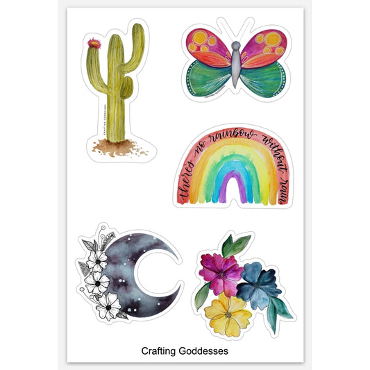 Sticker Exclusive - 5 STICKERS PER SHEET - Original Watercolor Artwork