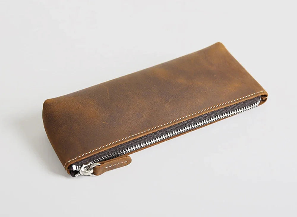 The Pallavi | Handmade Leather Pencil Case - Leather Makeup Bag