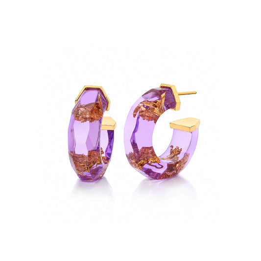 Faceted Lucite Huggie Hoop Earrings