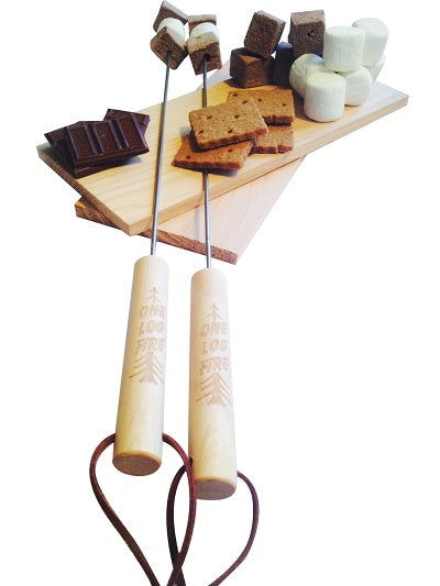 Swedish Fire Log & Roasting Stick Bundle - 2 Pack