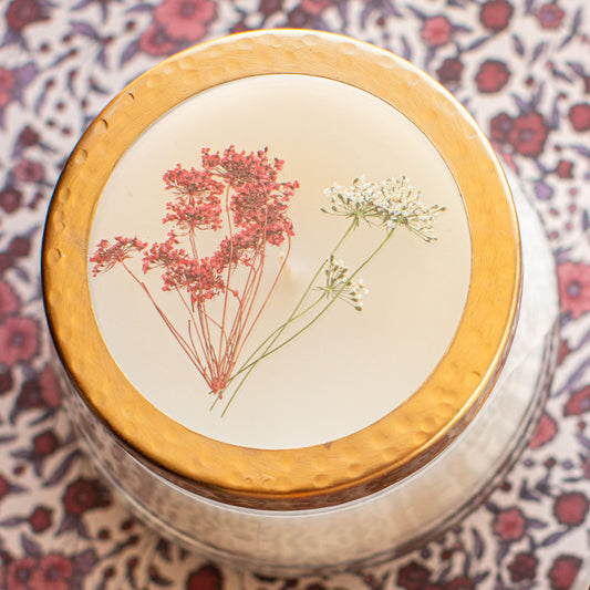 Accent Pressed Floral Candle - Spicy Apple