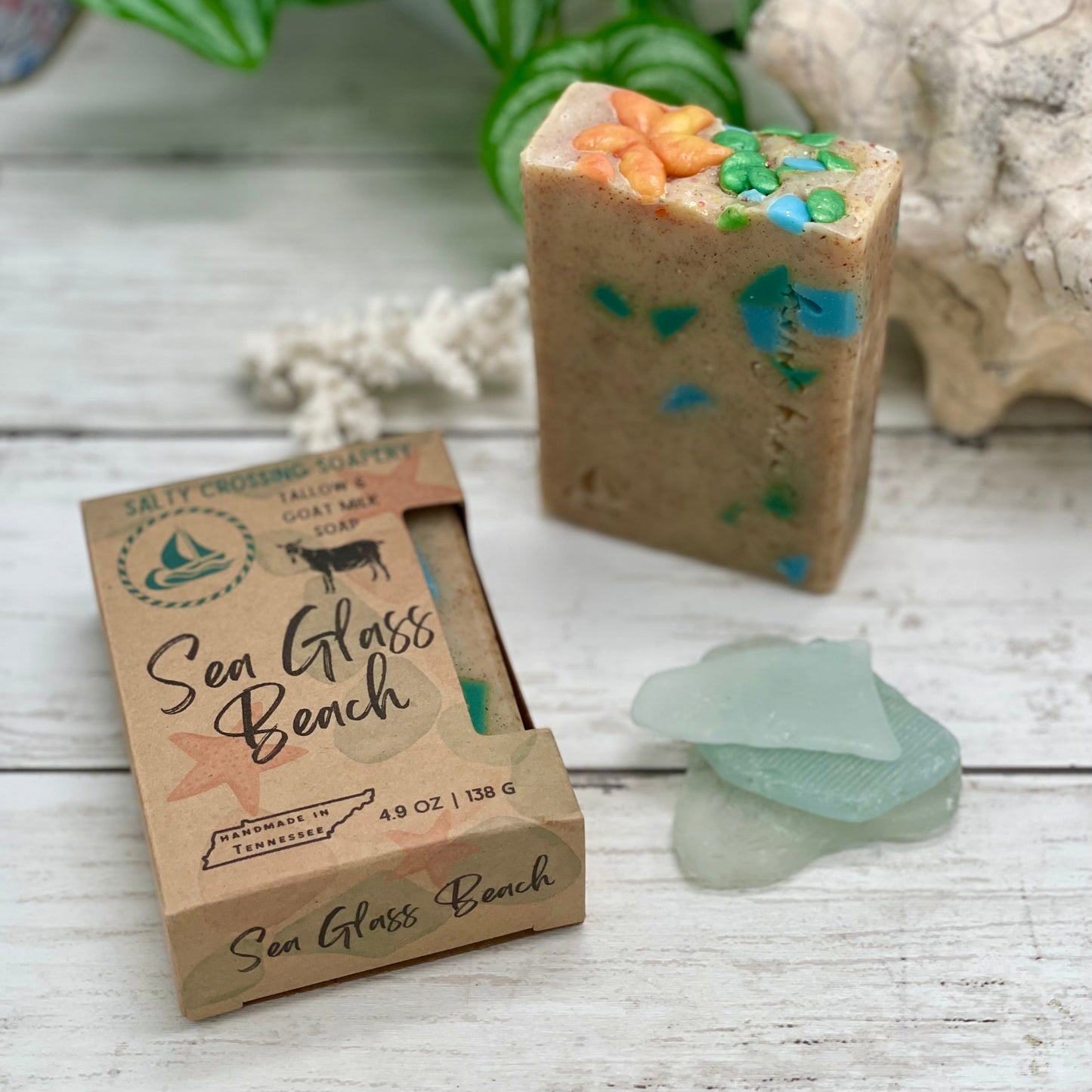 Sea Glass Beach Soap Bar with Tallow and Goat Milk
