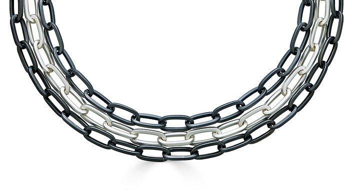 Three Strand Matte Silver Paperclip Necklace