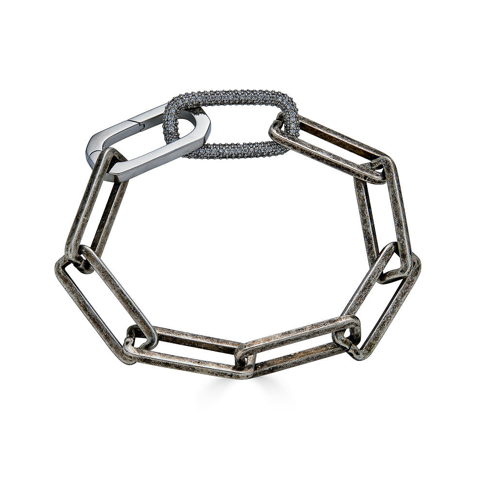 Silver Chunky Rectangle Paperclip Bracelet