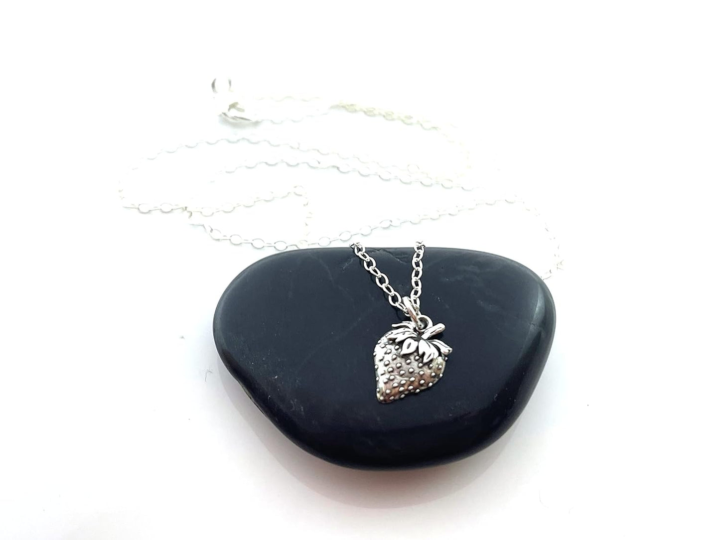 Strawberry Fruit Food Charm Sterling Silver Necklace