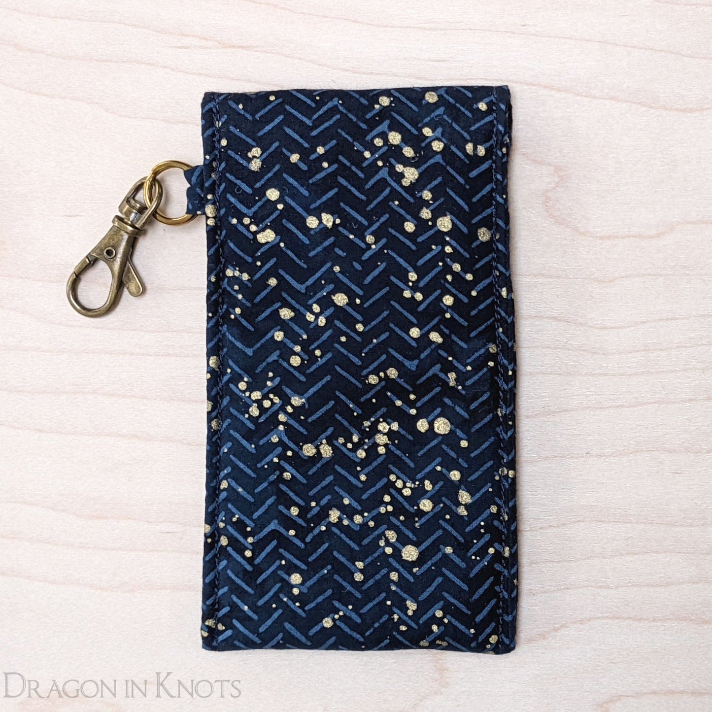 Navy and Gold Tall Lip Gloss Pouch