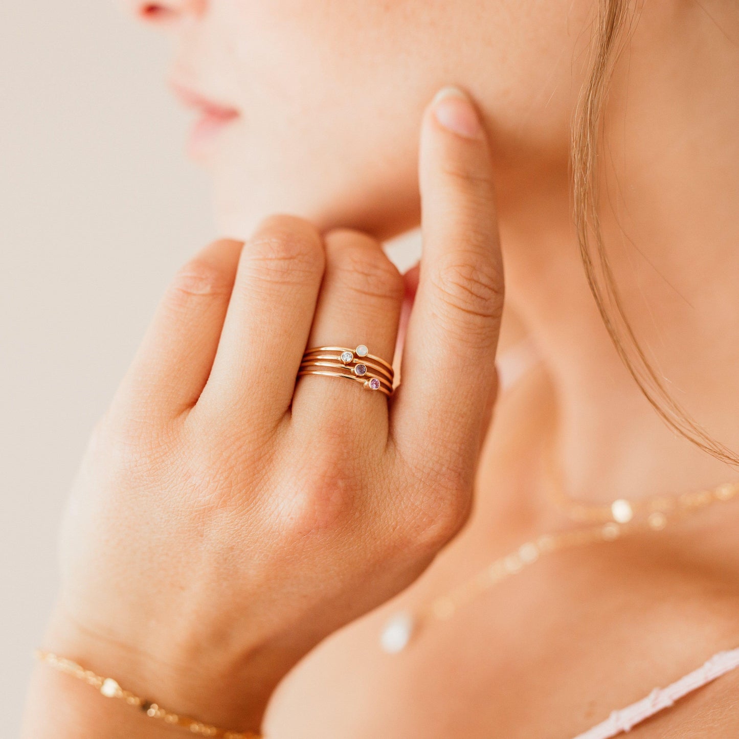 Tiny April Birthstone Ring ∙ Diamond
