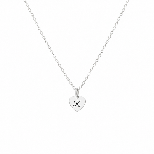 Personalized Sterling Silver Heart Flower Girl Necklace