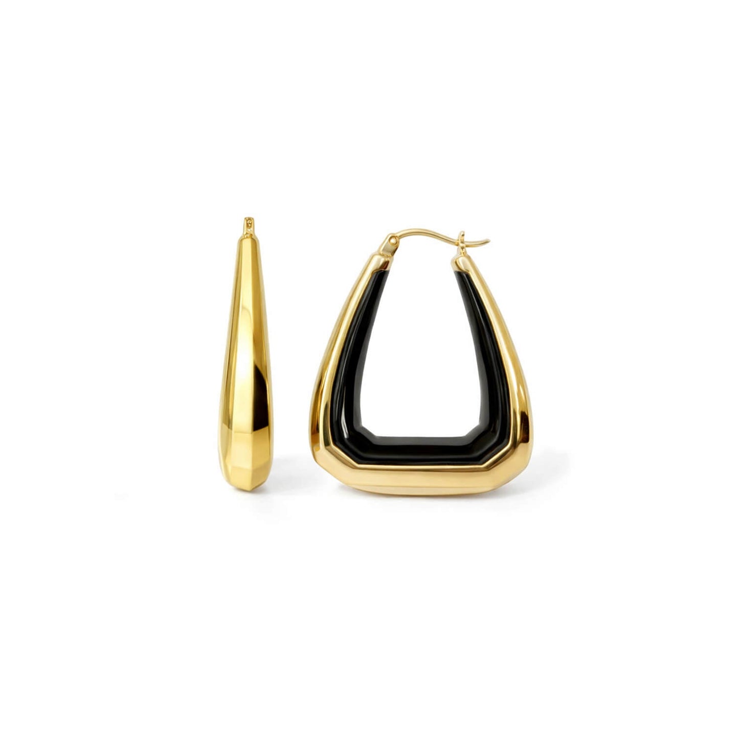 Triangle Gem Cut Hoop Earrings