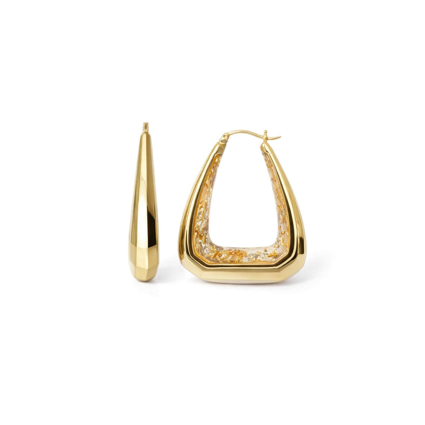 Triangle Gem Cut Hoop Earrings