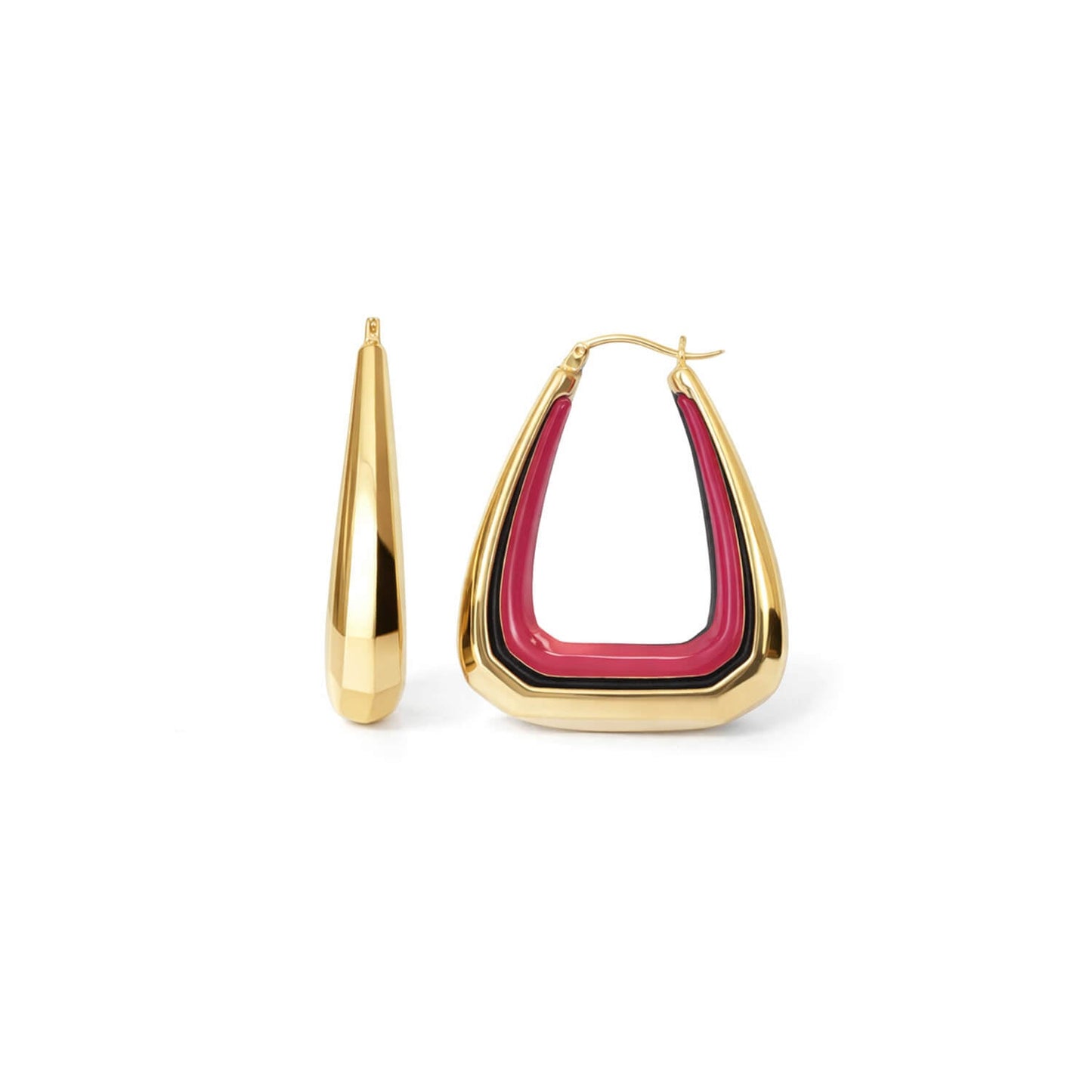 Triangle Gem Cut Hoop Earrings