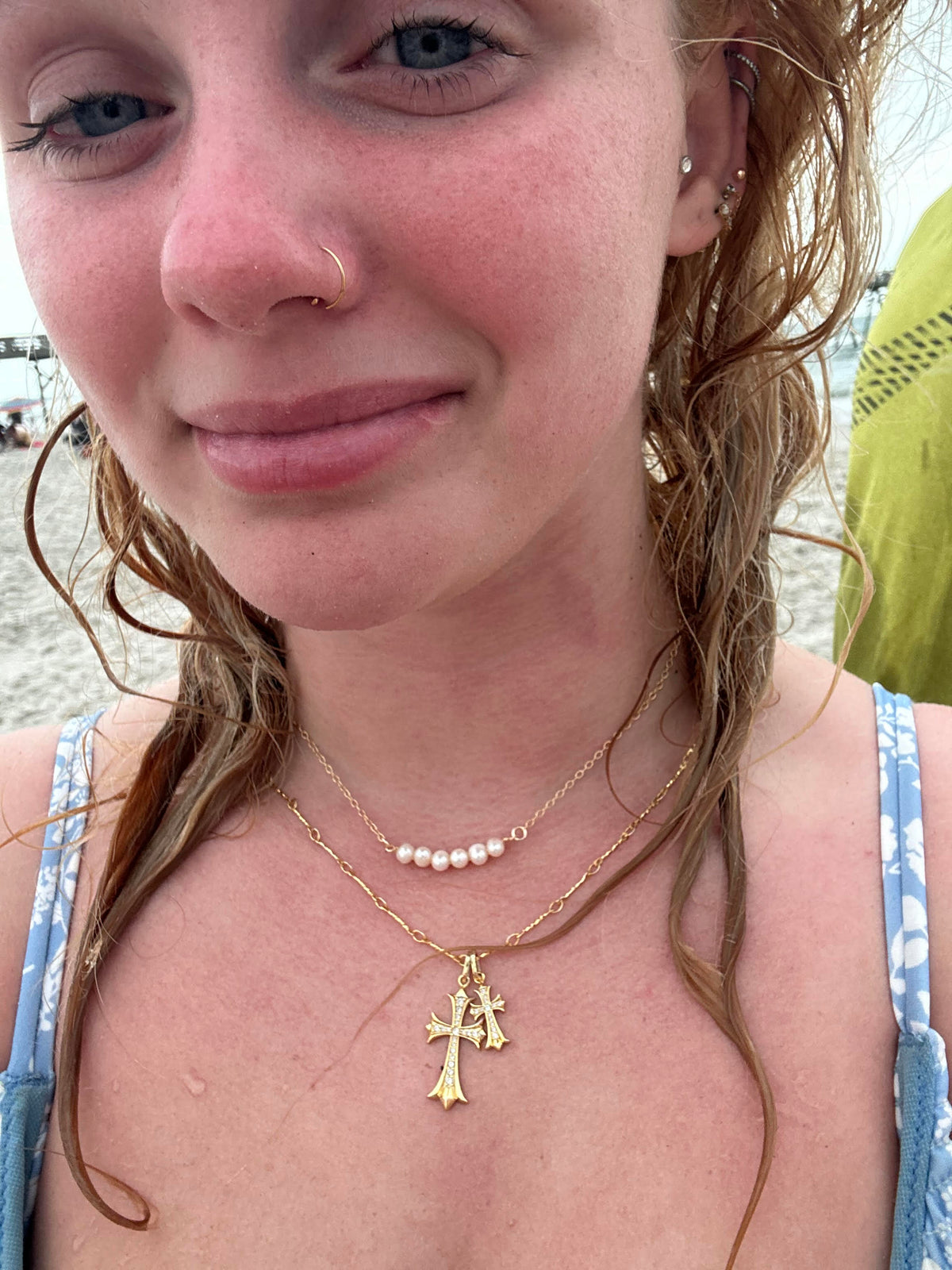 Freshwater Pearl Bar Necklace, 14k Gold Filled