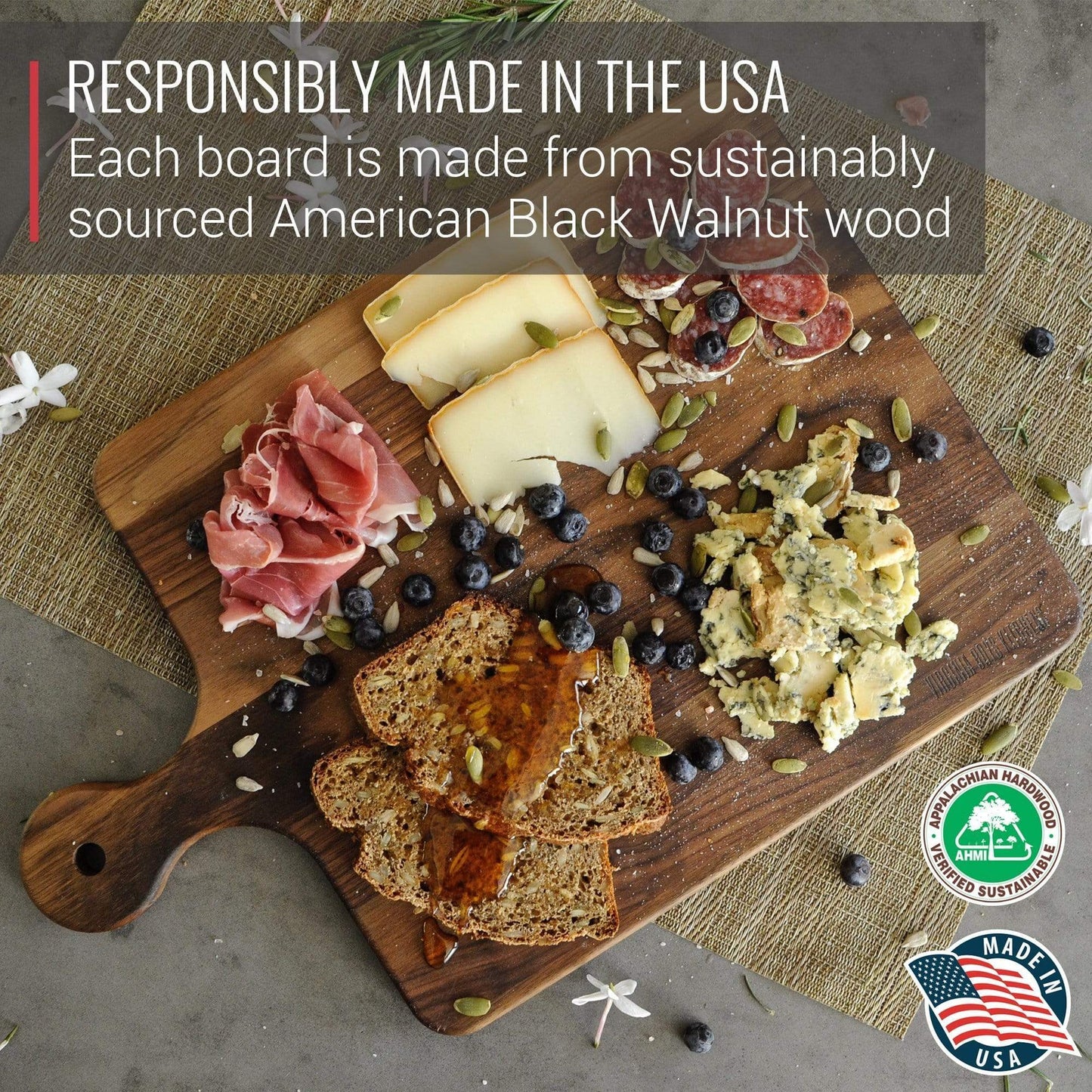 Mom's Cutting Board - 10 x 16 Walnut Cutting Board with Knob Handle