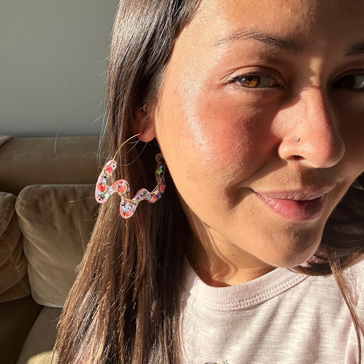 Watermelon Suga Half Squiggle Earrings