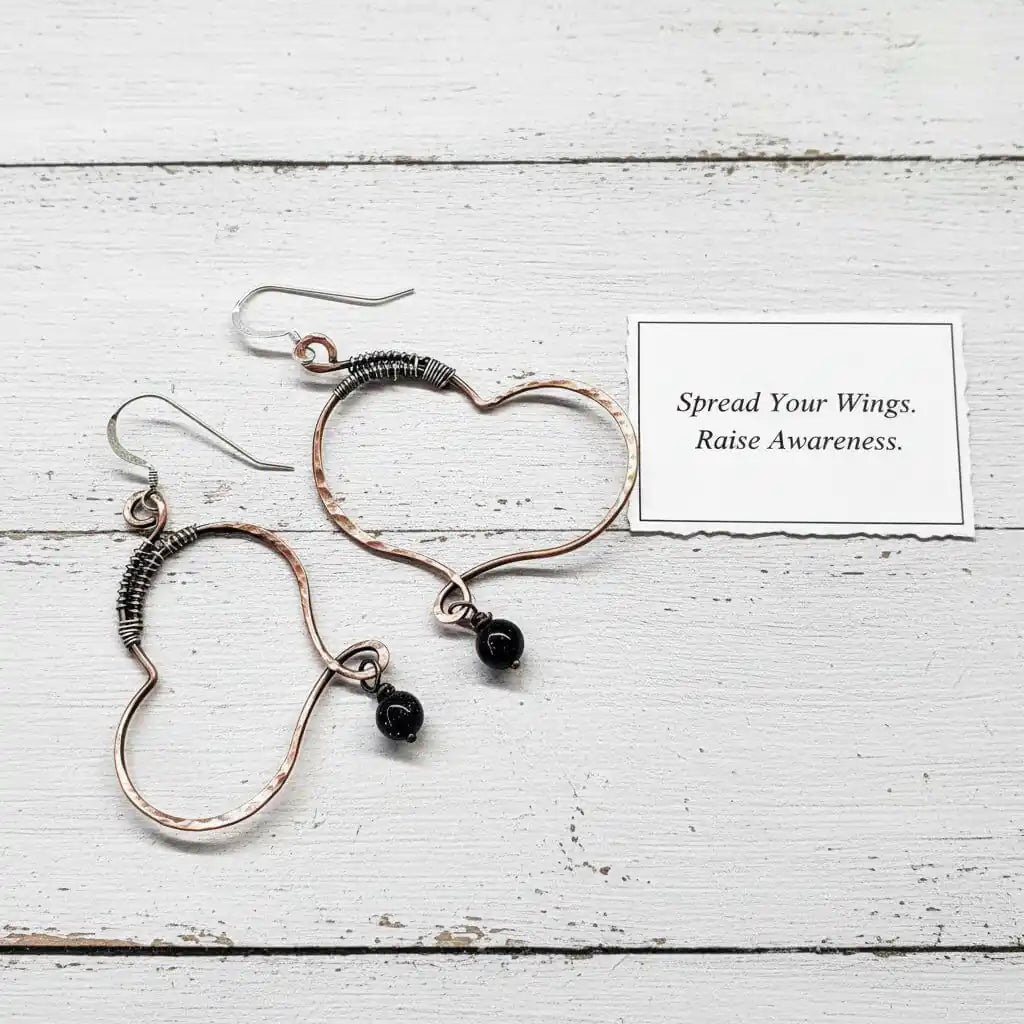 Sculpted Copper Butterfly Wing Abuse Survivor Earrings