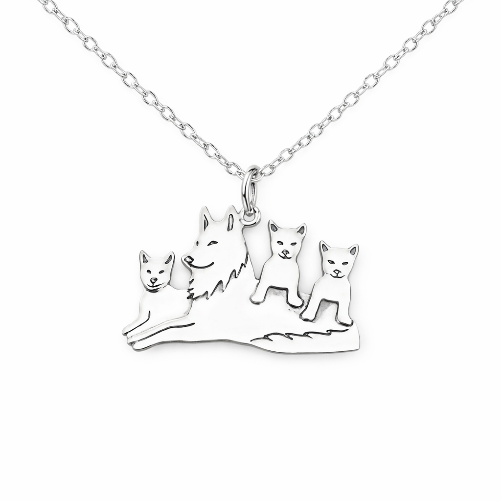 Mama Wolf Necklace – Sterling Silver Wolf Pack Charm for Strong Moms